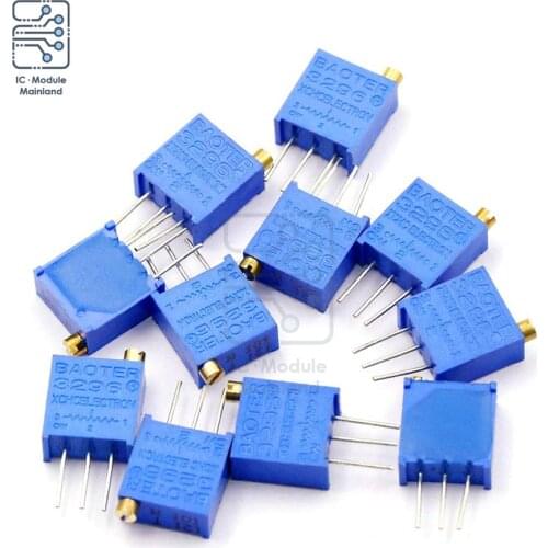 10PCS/Lot 3296W Trimmer Potentiometer 50R 100R 200R 500R 1K 2K 5K 10K 20K 50K 100K 200K 500K 1M 2M Ohm Resistance Assortment Kit