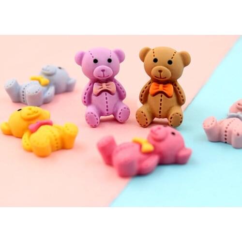 10PCSHandmade Resin Cute Cartoon Gummy Line Bear Stud Earrings For Women Girl Gift Creative Color Candy Earrings Diy Phone