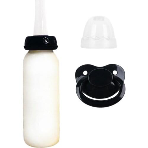 2PCS DDLG adult baby bottle abdl and adult pacifier bottle Little Space silicone bebe bottle Black Daddy Girl dummy holder 240ML