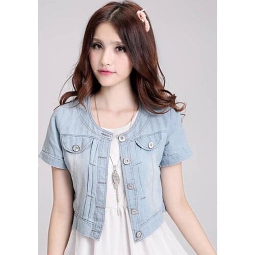 2020 Ladies Denim Jackets Slim Fit Jeans Coat Classical Jackets Coats Short Sleeve Summer Casual Female Jackets Women S-3XL