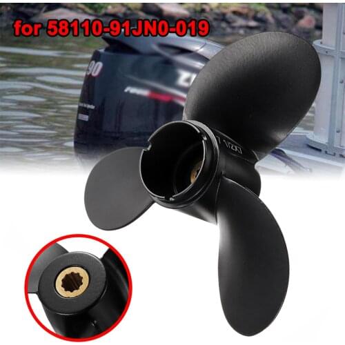 4-6HP 3 Blades R Rotation 7 1/2 x 7 Boat Propeller 58110-91JN0-019 For Suzuki Outboard Engine Aluminum Alloy 10 Spline Tooths