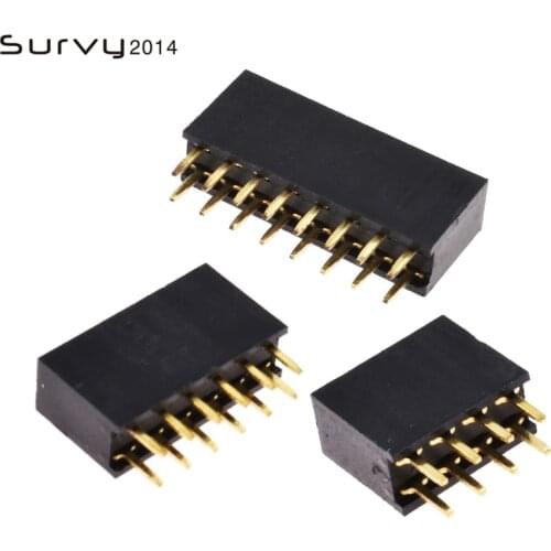 50PCS 2x4P/2x6P/2x8PP Pin Header Socket gold plated 4/6/8Pin 2.54mm Row Straight Female Double