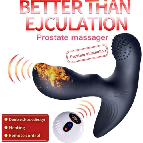 Vibration + Heating Male Double Shock Wireless Prostate Massager Vibrators Anal Plug Wireless Sex Toys for Men Gay Masturbator