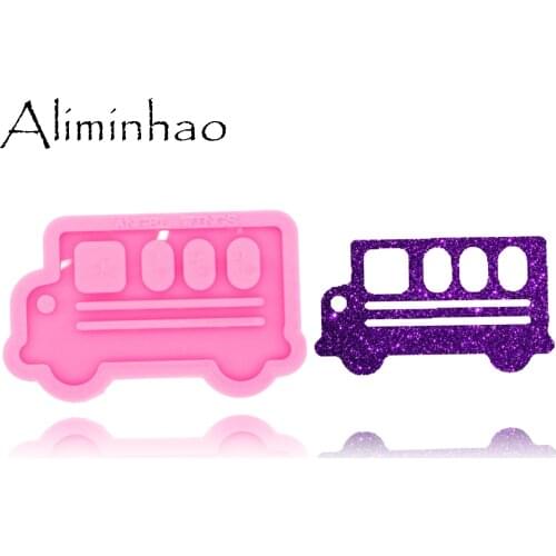 DY0462 Shiny Glossy Bus Shape Necklace Jewelry Epoxy Silicon Mould Crafting Keychain Resin Silicone Mold