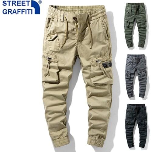 New Men Tactical Cargo Pants Mens Cotton Multiple Pocket Joggers Hip Hop pants Men street fashion Tie feet Breathable Trousers