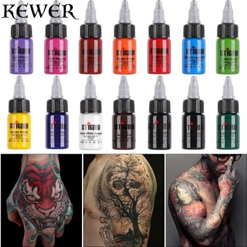 KEWER Stigma Tattoo Ink 15ML/Bottle 14 Color Suit Security Permanence Tattoo Pigments Microblading Pigment Ink Tattoo Supplies