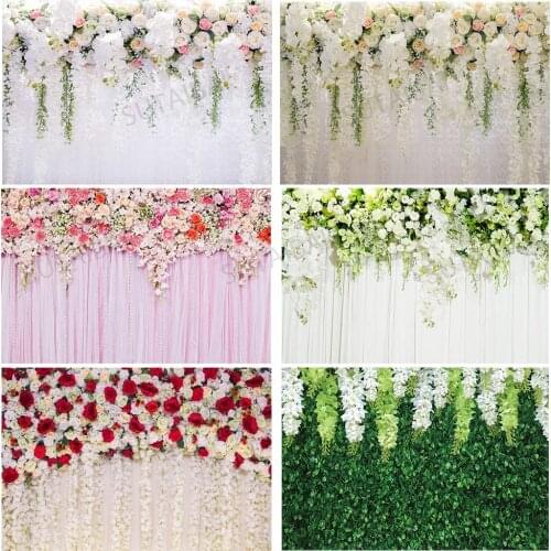 Wedding Party Flowers Decor White Pink Rose Photography Backdrops Personalized Photographic Backgrounds for Photo Studio Shoot