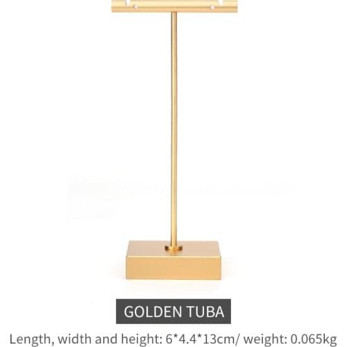 Earring Holder Gold Metal T-shaped Jewelry Display Stand Bracket Removed Portable For Women Jewellery Organizers Ornament Hanger