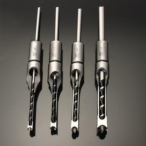 FixmeeNew 6.35/7.94/9.5/12.7mm Woodworking Mortising Chisel Set Square Hole Drill Bit 1/2' 3/8' 5/16' 1/4' High Hardness HSS