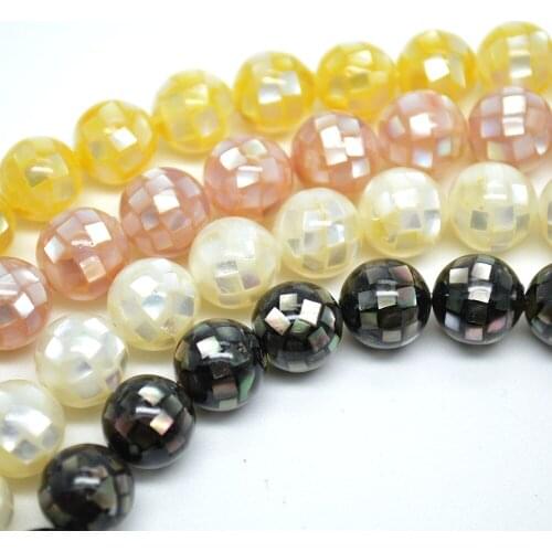 10mm 12mm 14mm Various Color Natural Small Shell Chips Glued Football Disco Round Loose Beads Fashion Jewelry Making
