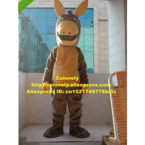 Cool Brown Donkey Mascot Costume Mascotte Neddy Mule Hardtail Burro Moke Adult With Small Eyes Light Brown Belly No.947 Free Sh