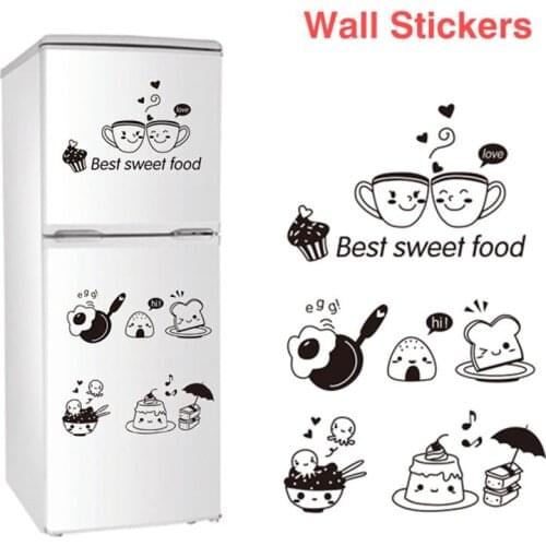 Kitchen Removable Wall Stickers Room Wall Decor Restaurant Kitchen Happy Western Fridge Coffee Stickers