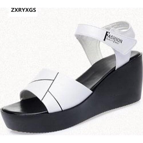 Hot 2020 New Fashion Summer Open Shoes Woman Genuine Leather Sandals Increased Platform Shoes Wedges Sandals Women Sandal Shoes
