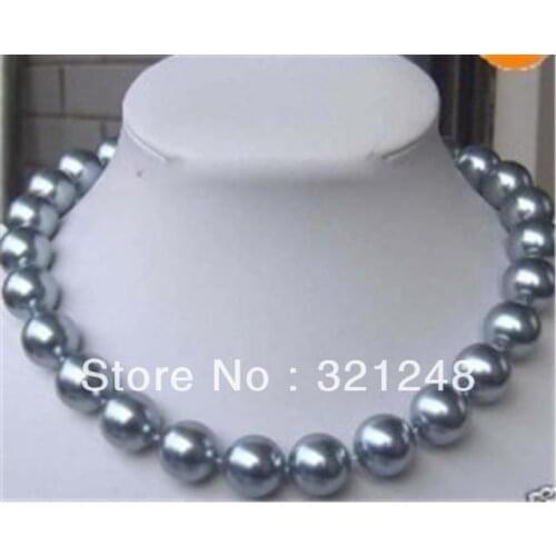 Hot sale diy 8mm silver-color gray shell simulated-pearl round beads necklace for women hot sale jewelry making 18inch MY2003