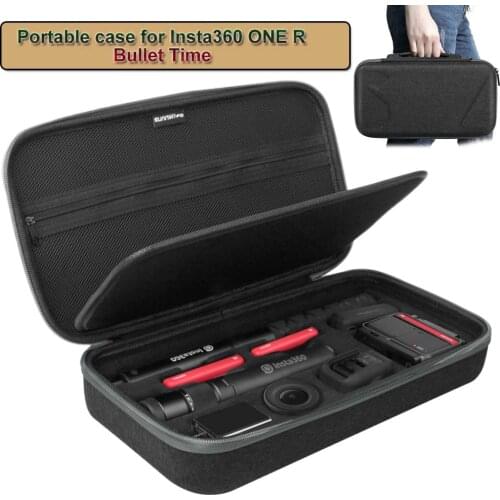 Multifunctional Suitcase for Insta 360 ONE R Bullet Time Selfie stick Portable Carry Case Bag with Zipper Mesh Bag for INSTA360