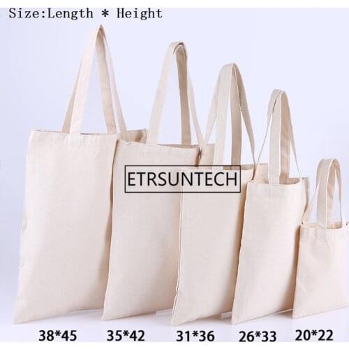 100pcs/lot 5 Size High-Quality Women Men Handbags Canvas Tote bags Reusable Cotton grocery High capacity Shopping Bag wholesale