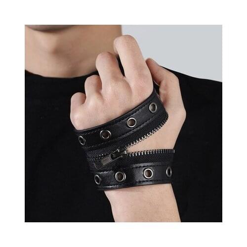 Punk Style Trendy Leather Bracelets Man Woman Zipper Hand Strap Bracelets 2021 Trend Jewelry Bangle Wholesale Jewelry Gift