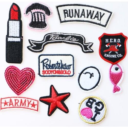 Cartoon Decorative Fish Lipstick icon Embroidered Applique Patches For DIY Iron on Badges Stickers on backpack,the clothes