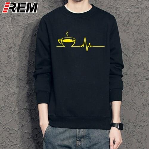 REM Coffee Heartbeat Gift Sweatshirts Mens HoodiesNo Buckle Clothes Cotton Simple long-Sleeved Online Shop Sweatshirts