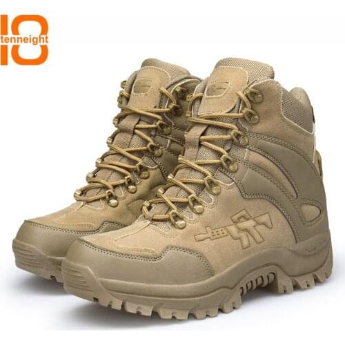 TENNEIGHT Winter/Autumn Mens Military Tactical Boots Special Force High Top Desert Combat Boots Outdoor Shoes Snow Hiking Boots