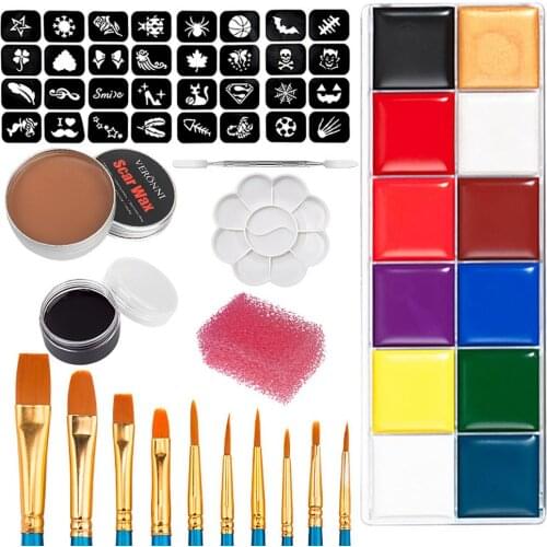 Halloween Makeup Kit Special Effect Skin Nose Scar Wax Paint Set Halloween Face Body Art Pigment Painting Kit With Brushes