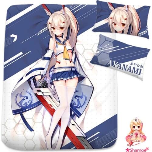 Anime Cartoon Cosplay Azur Lane Ayanami Mattress Cover Fitted Sheet Fitted cover bedspread counterpane
