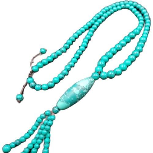 Optimized Turquoise Bracelet 6mm Round Beads Multi-Loop Bracelet Necklace