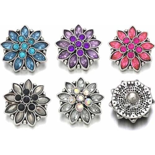Wholesale w432 Flower 3D 18mm 20mm metal snap button for Bracelet Necklace Interchangeable Jewelry Women accessorie findings
