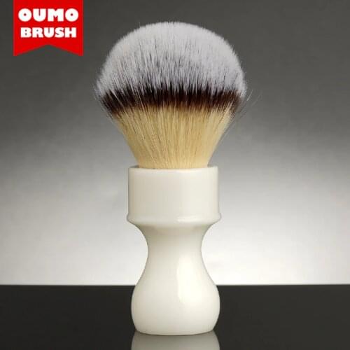 OUMO-White Resin shaving brush with Superfine three-color synthetic