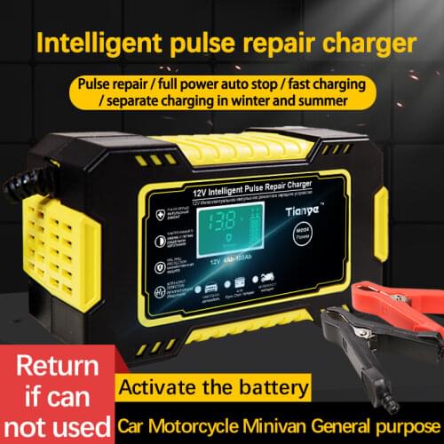 12V Full Automatic Car Battery Charger Digital Display Battery Charger Power Puls Repair Chargers Wet Dry Lead Acid Battery