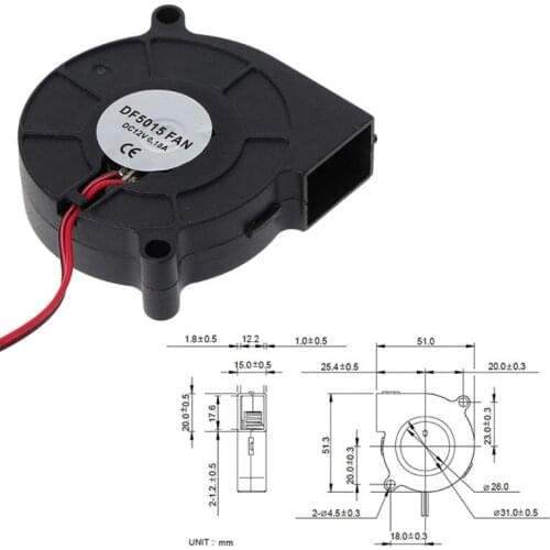 R58A 1Pc 12V DC 50mm Blow Radial Cooling Fan Hotend Extruder For RepRap 3D Printer
