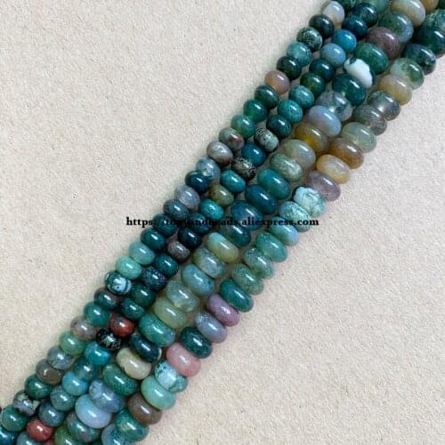 2lots more 10% off ! Natural Stone Smooth Rondelle Indian Agate 7" Loose Beads 4X6 5X8mm Pick Size For Jewelry Making DIY
