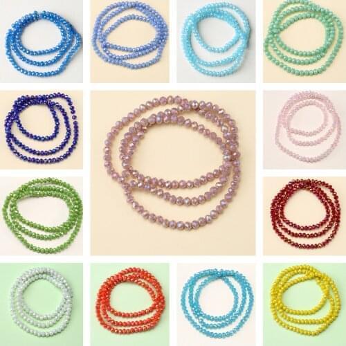1 Strand 3X4mm AB Coating Color Opaque Transparent Crystal Rondelle Faceted Glass Beads for Jewelry Making