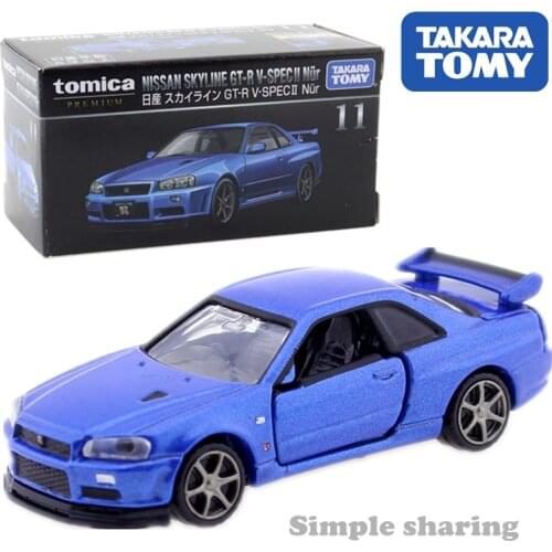 Takara Tomy Tomica Premium 11 Nissan Skyline GT-R V-SPEC2 Scale 1/62 Car Hot Pop Kids Toys Motor Vehicle Diecast Metal Model