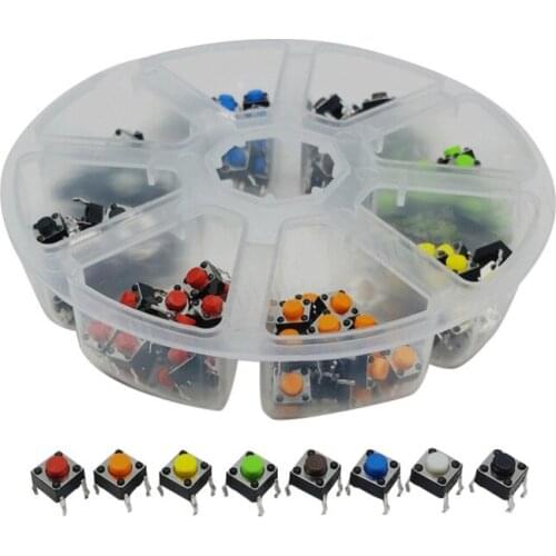 Each color 20PCS Red blue black green white Yellow brown Orange 6x6*5mm Tactile Touch micro Push Button switch tact 160PCS