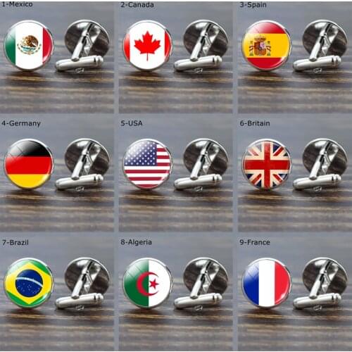 Flag Cufflinks for Men Suit Shirt Best Man Cufflinks Set National Flags Jewelry Cuff Links Buttons Cufflinks Wedding