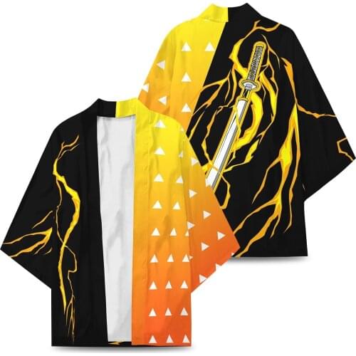 2021 Anime Kimono Demon Slayer Kimetsu no Yaiba Japan Cloak Kimono Haori Yukata Cosplay Shirt Coat Women Men Summer Clothes