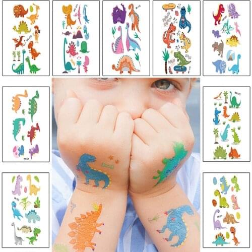 1 Sheets Dinosaur Party Birthday Tattoo Stickers Dino Waterproof Temporary Tatto Body Art For Children Party Supplies