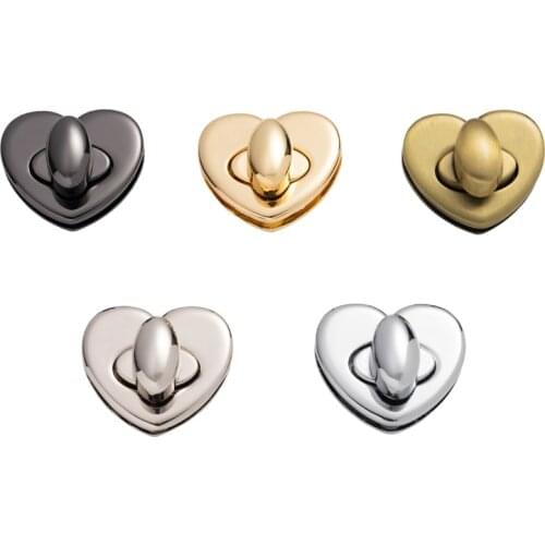1x Metal Heart shape Bag Turn Lock Twist Lock Clasp Leather Craft Women Bag Handbag Shoulder Bag Purse DIY Hardware 1"x 1-1/4"