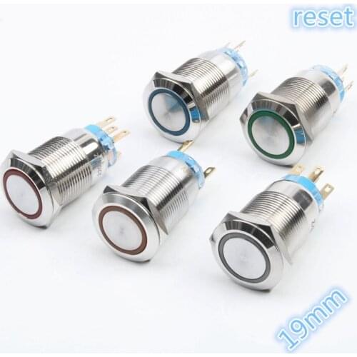1pcs Angel Eyes Car Auto Metal LED Power Push Button Switch Momentary Type On-off 3v 5 6 12v 24v 48v 110v 220v 19mm reset switch