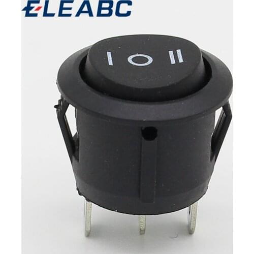 10Pcs 23mm Round Black 3 Pin 10A/125V 6A/250V AC 3 Position SPDT ON-OFF-ON Rocker Switch Snap-in