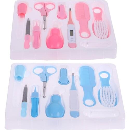 New 10Pcs Baby Nail Trimmer Healthcare Kit Health Care Kit Portable Newborn Baby Grooming Kit Clipper Safety Care Set 2Colors