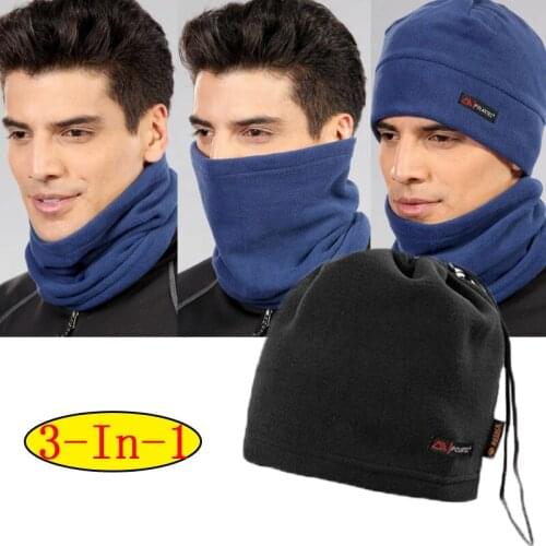 3 In 1 Multifunction Unisex Winter Sport Thermal Polar Fleece Men Scarf Neck Warmer Face Mask Women Beanie Hat Men Winter Warm