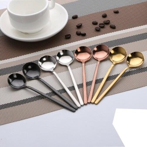 304 creative Korean stainless steel coffee spoon small round spoon mixing spoon sandblasting series long ice spoon factory whole