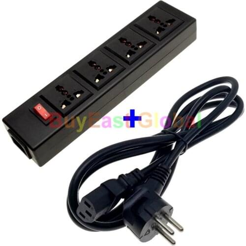 Israeli Plug 4-Way Multi Outlet Extension Power Strip Convert World Plug W/ LED Main Switch AC100~250V Max 16A