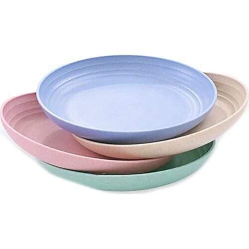 4Pcs 10 Inch Food Plates Bowl - Microwave And Dishwasher Safe Unbreakable Sturdy Plastic Dinner Plates