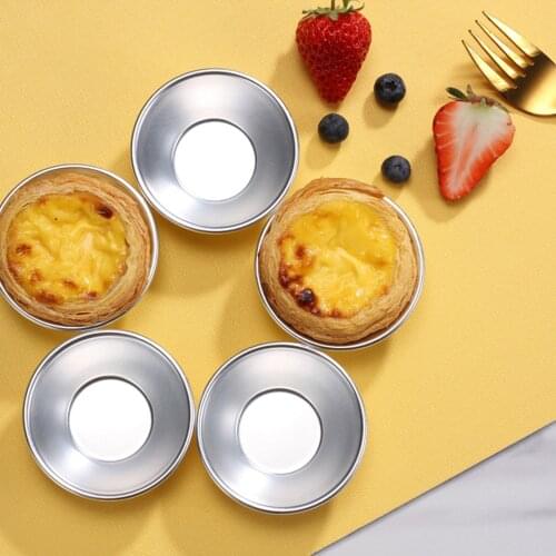 5 PCS Egg Tart Mold Aluminum Reusable Nonstick Round Mould Cupcake And Muffin Baking Cup Pastry and Bakery Accessories Tools