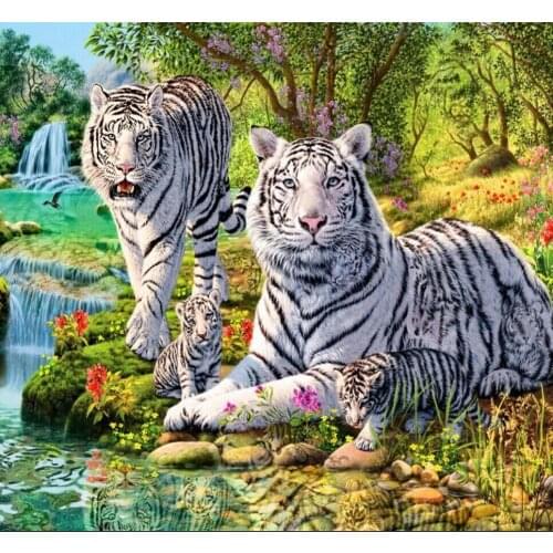 5D DIY Tiger Diy Diamond Painting Needlework Square Diamond Embroidery Rhinestone Sticker Pictures Crafts Wall Decor Art