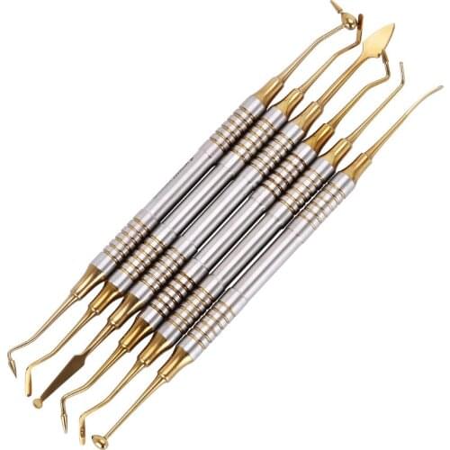 6pcs/set Dental Instrument Composite Resin Filling Spatula Titanium Plated Head Filler set dentistry tool kit