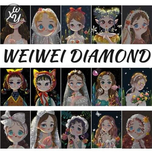 Diamond Painting Cartoon Cute Girl Diamond Art Portrait Diamond Painting Little Girl Diamond Painting Accessories Diy Full Drill